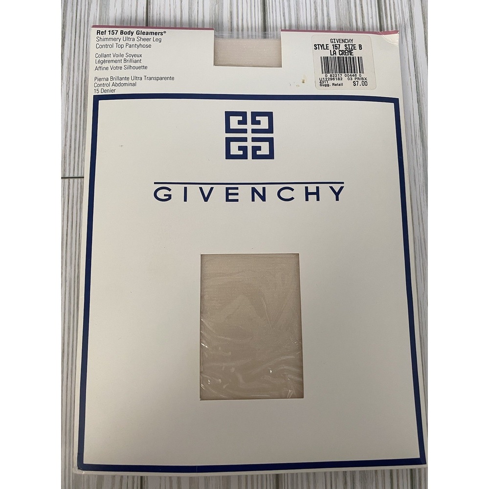 Givenchy Vintage Body Gleamers Pantyhose Shimmery Ultra Sheer SZ B NIP La Creme